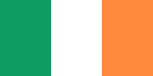 The flag of Ireland, featuring three vertical stripes in green, white, and orange.