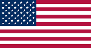 United States flag featuring red and white stripes with a blue canton containing white stars.