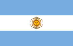 Flag of Argentina featuring horizontal stripes of light blue and white with a golden sun in the center.