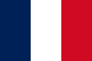 Flag of France featuring vertical stripes of blue, white, and red.